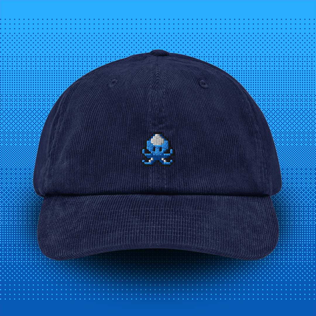 Pixel Octopus – Embroidered Corduroy Cap // No. 001 