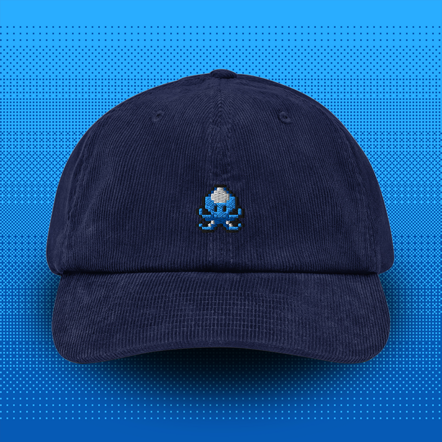 Pixel Krake – Bestickte Cord Cap