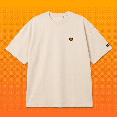 Pixel Alien Orange – Besticktes Bio Oversized T-Shirt // No. 022