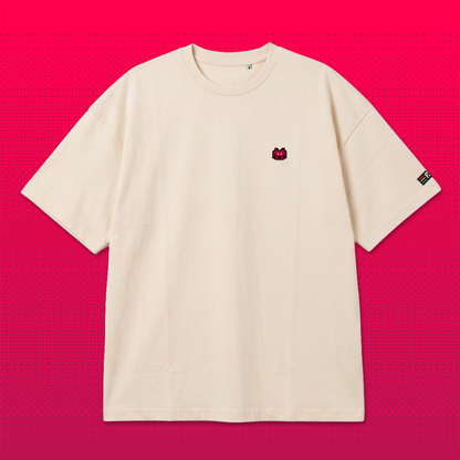 Pixel Alien Rot – Besticktes Bio Oversized T-Shirt // No. 022