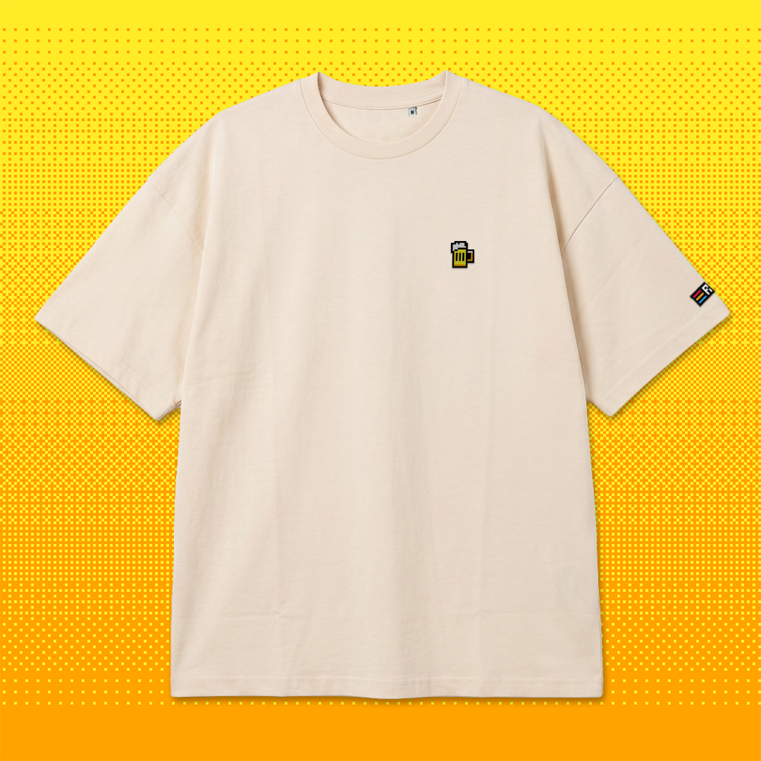Pixel Bier – Besticktes Bio Oversized T-Shirt // No. 007