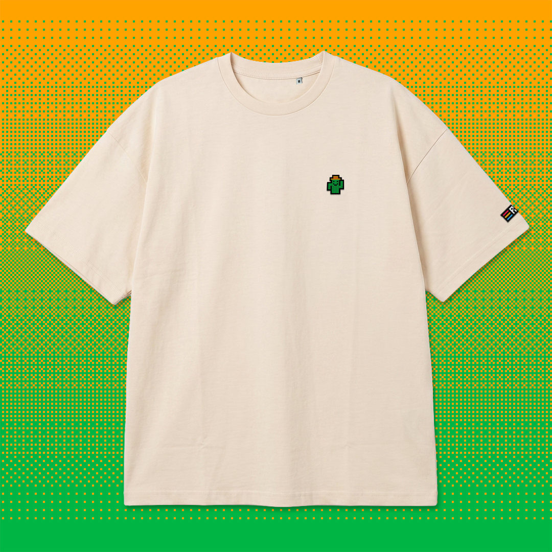 Pixel Kaktus – Besticktes Bio Oversized T-Shirt // No. 016