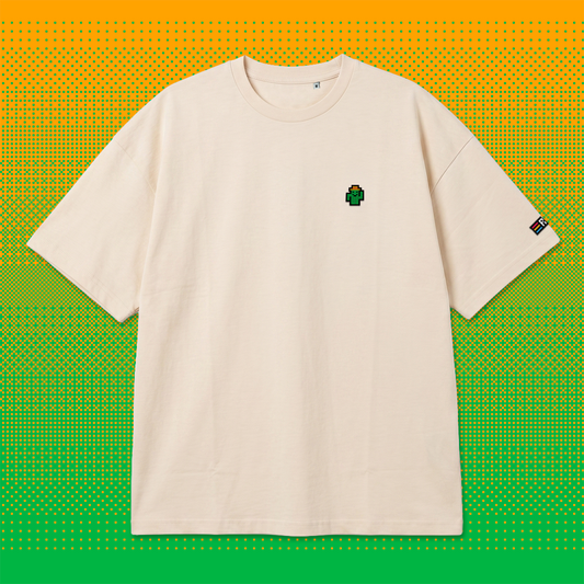 Pixel Kaktus – Besticktes Bio Oversized T-Shirt // No. 016
