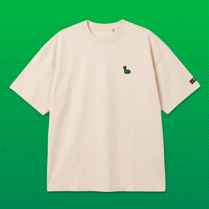 Pixel Dino – Besticktes Bio Oversized T-Shirt // No. 003
