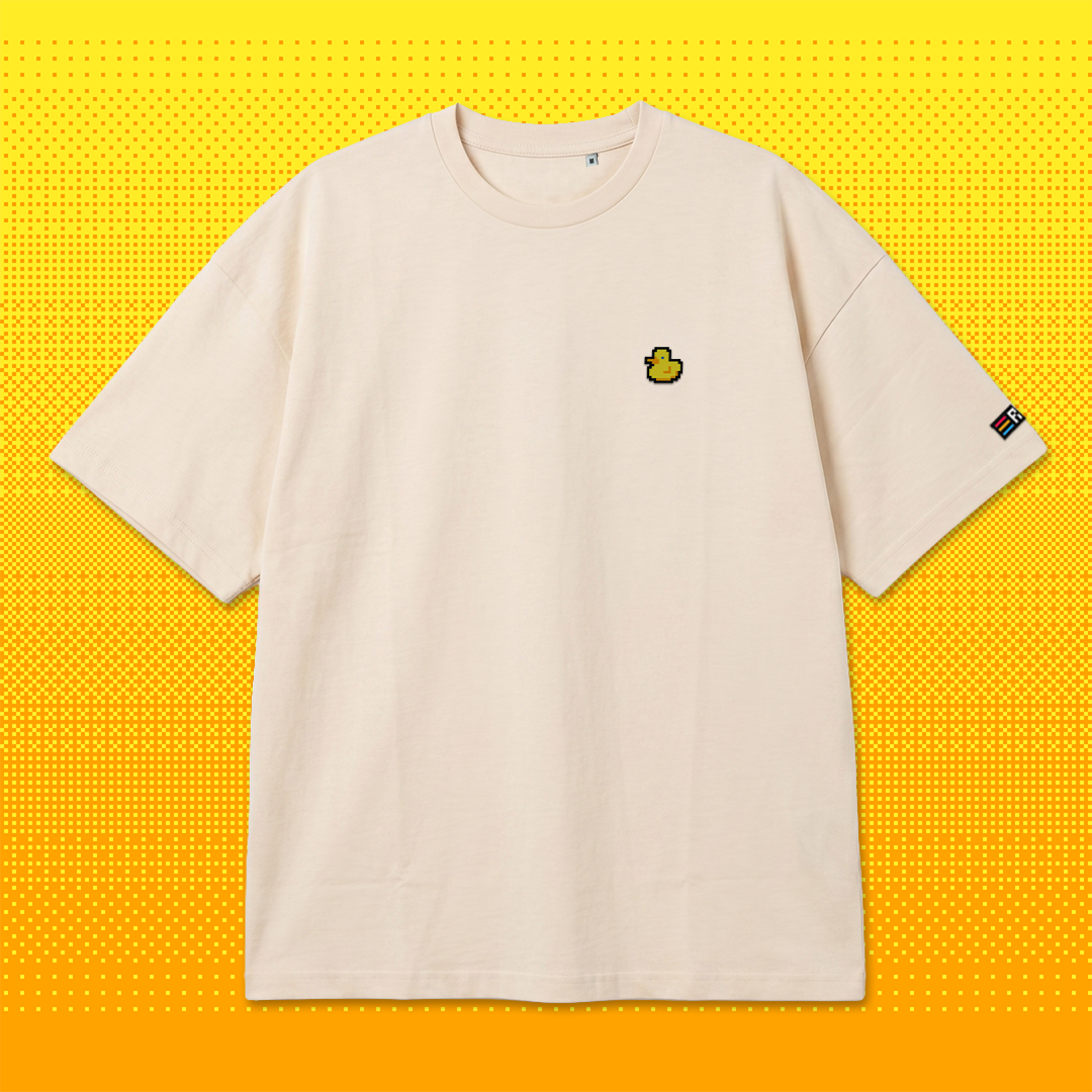 Pixel Ente – Besticktes Bio Oversized T-Shirt // No. 002