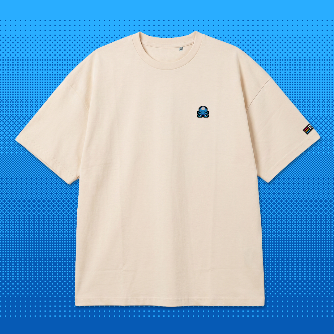 Pixel Krake – Besticktes Bio Oversized T-Shirt // No. 001