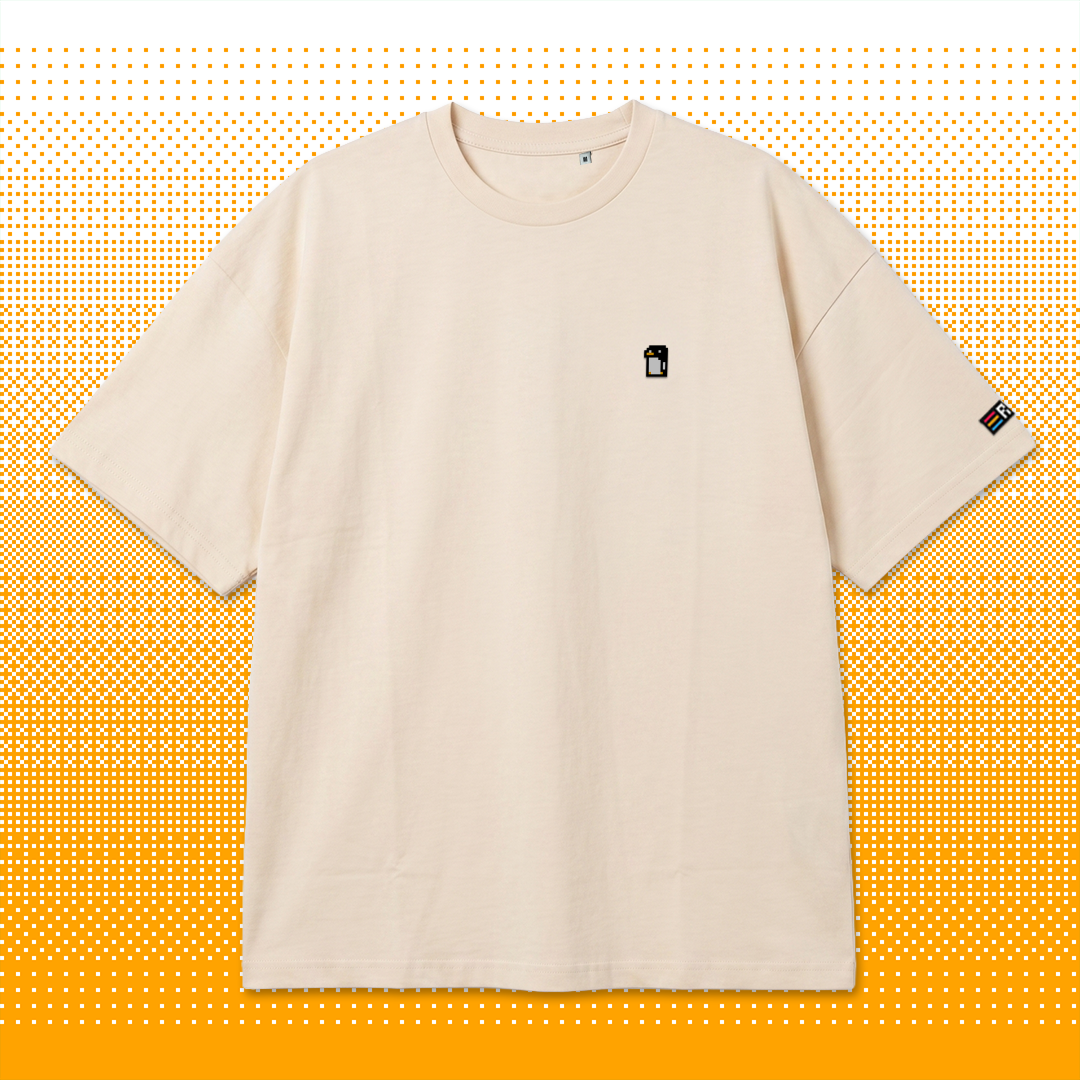 Pixel Pinguin – Besticktes Bio Oversized T-Shirt // No. 013
