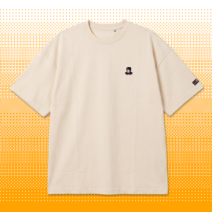 Pixel Pinguin Mit Skateboard – Besticktes Bio Oversized T-Shirt // No. 013