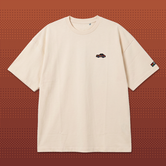Pixel Sportwagen braun – Besticktes Bio Oversized T-Shirt // No. 018