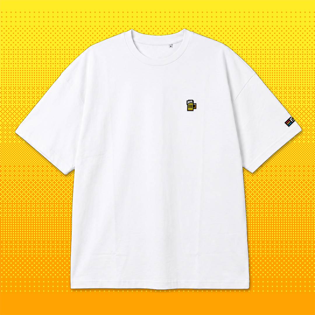Pixel Bier – Besticktes Bio Oversized T-Shirt // No. 007
