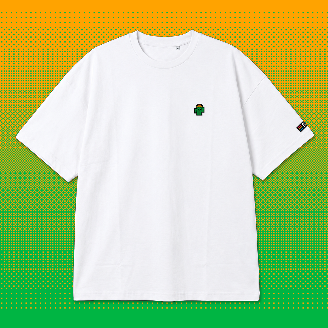Pixel Kaktus – Besticktes Bio Oversized T-Shirt // No. 016