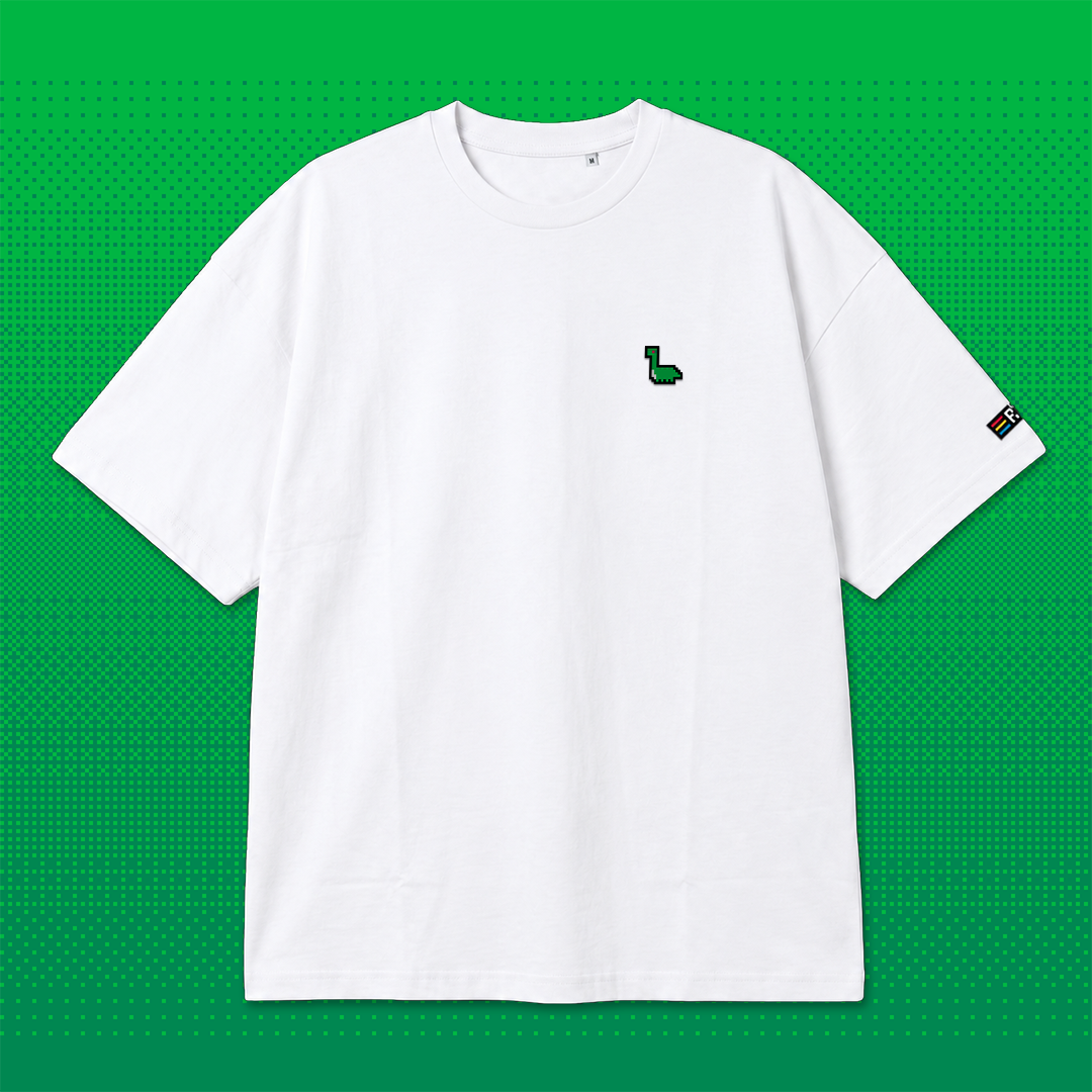 Pixel Dino – Besticktes Bio Oversized T-Shirt // No. 003