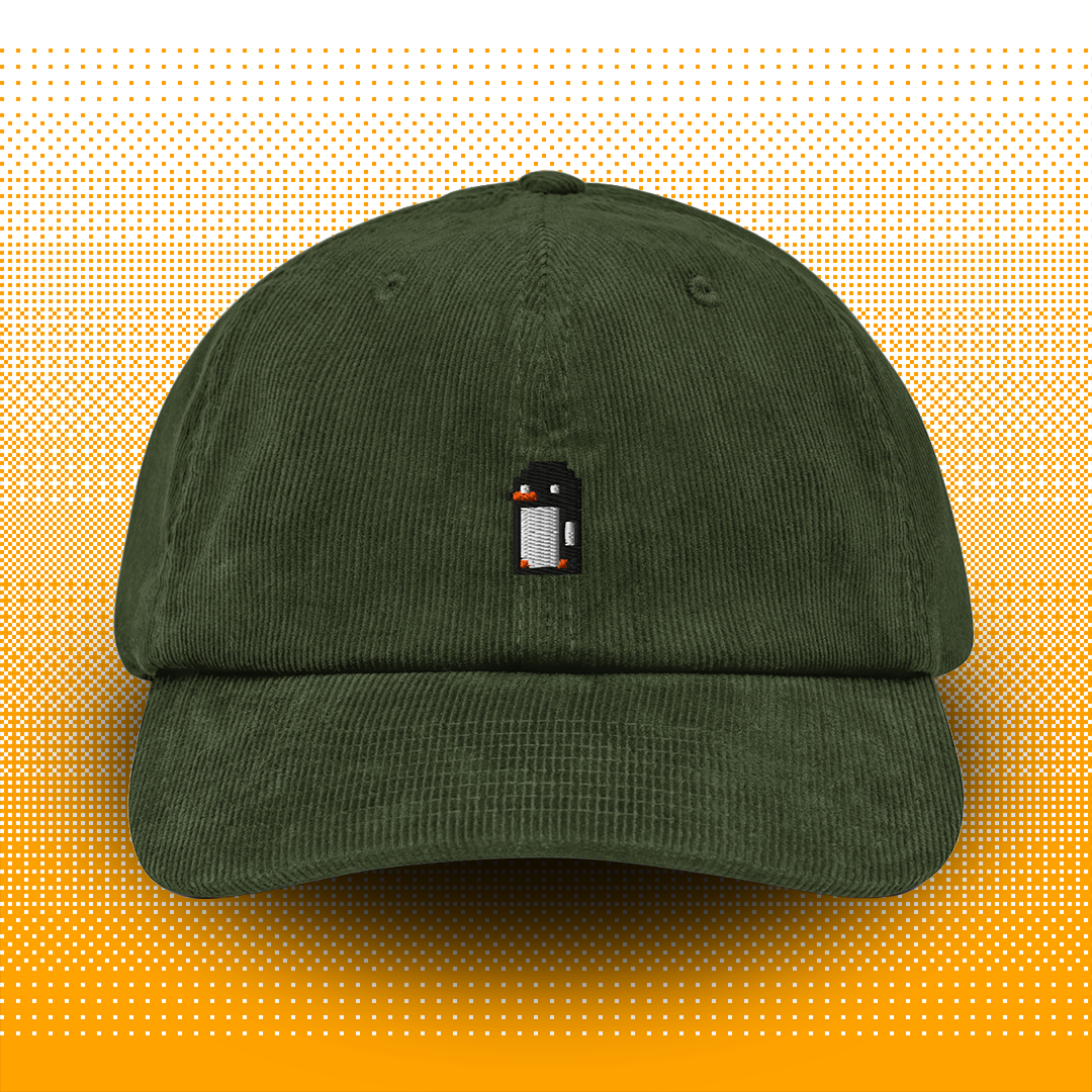 Pixel Penguin – Embroidered Corduroy Cap // No. 013 