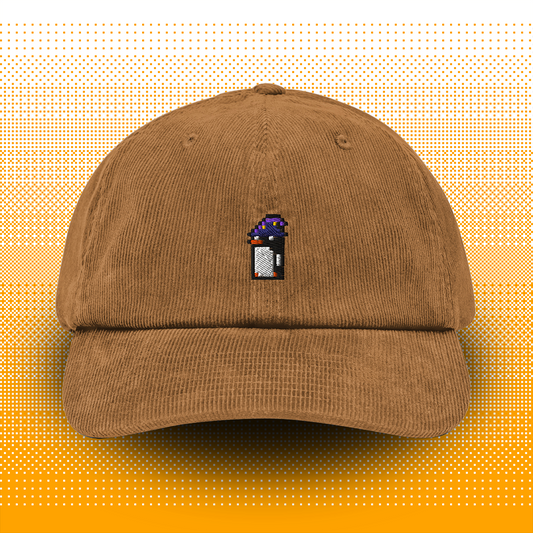 Pixel Penguin with Magic Hat – Embroidered Corduroy Cap // No. 013 