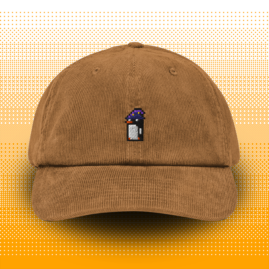 Pixel Pinguin Mit Zauberhut – Bestickte Cord Cap