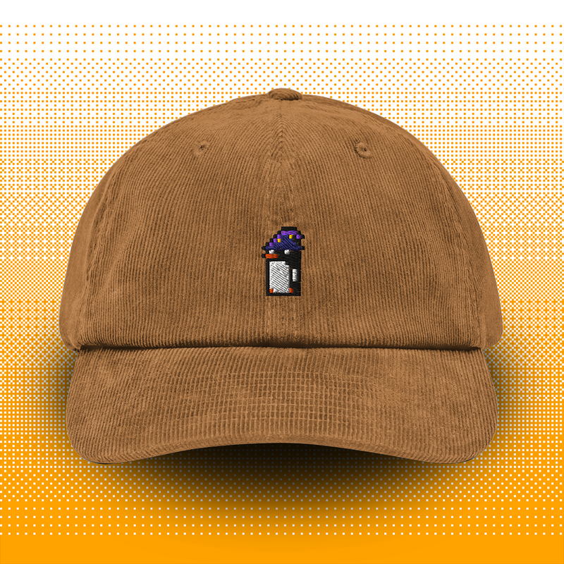 Pixel Pinguin Mit Zauberhut – Bestickte Cord Cap // No. 013