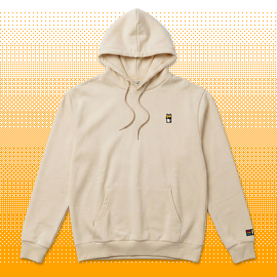 Pixel Pinguin Mit Krone – Bestickter Bio Hoodie