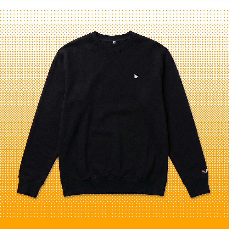 Pixel Pinguin – Bestickter Bio Pullover