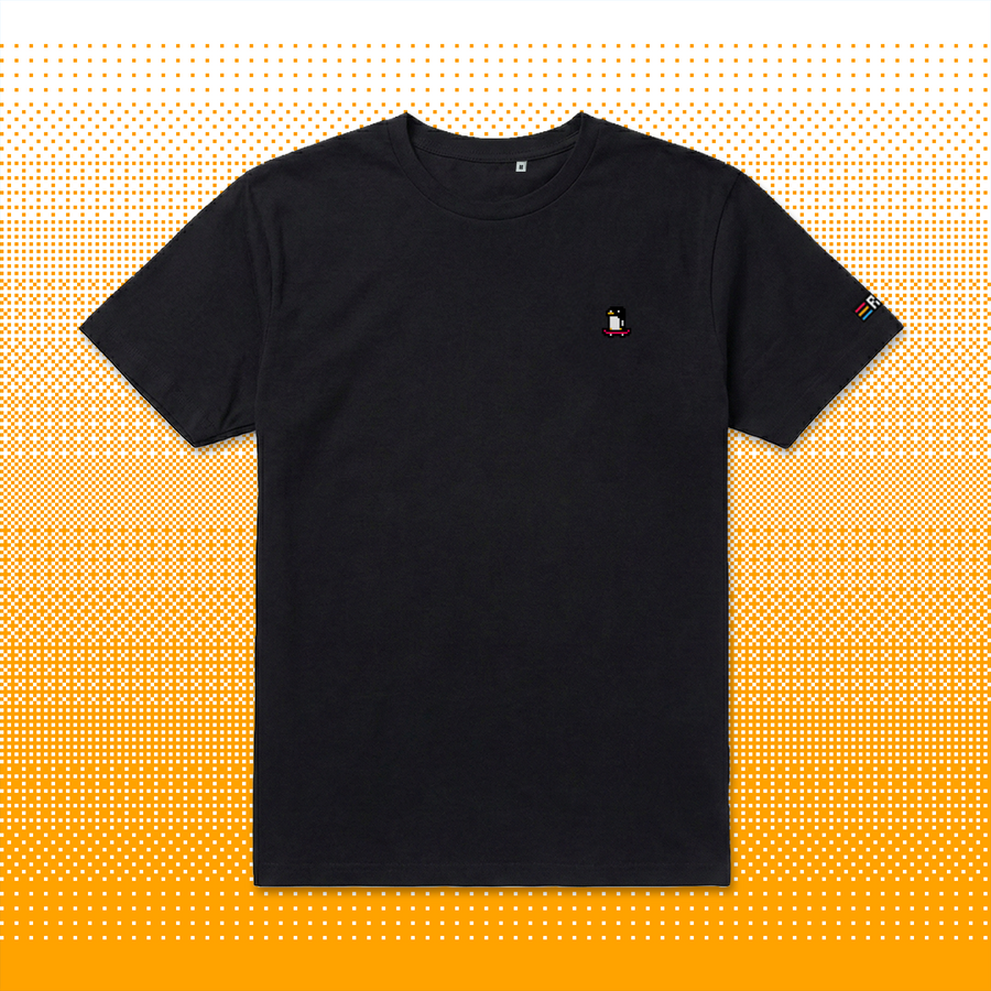 Pixel Pinguin Mit Skateboard – Besticktes Bio T-Shirt