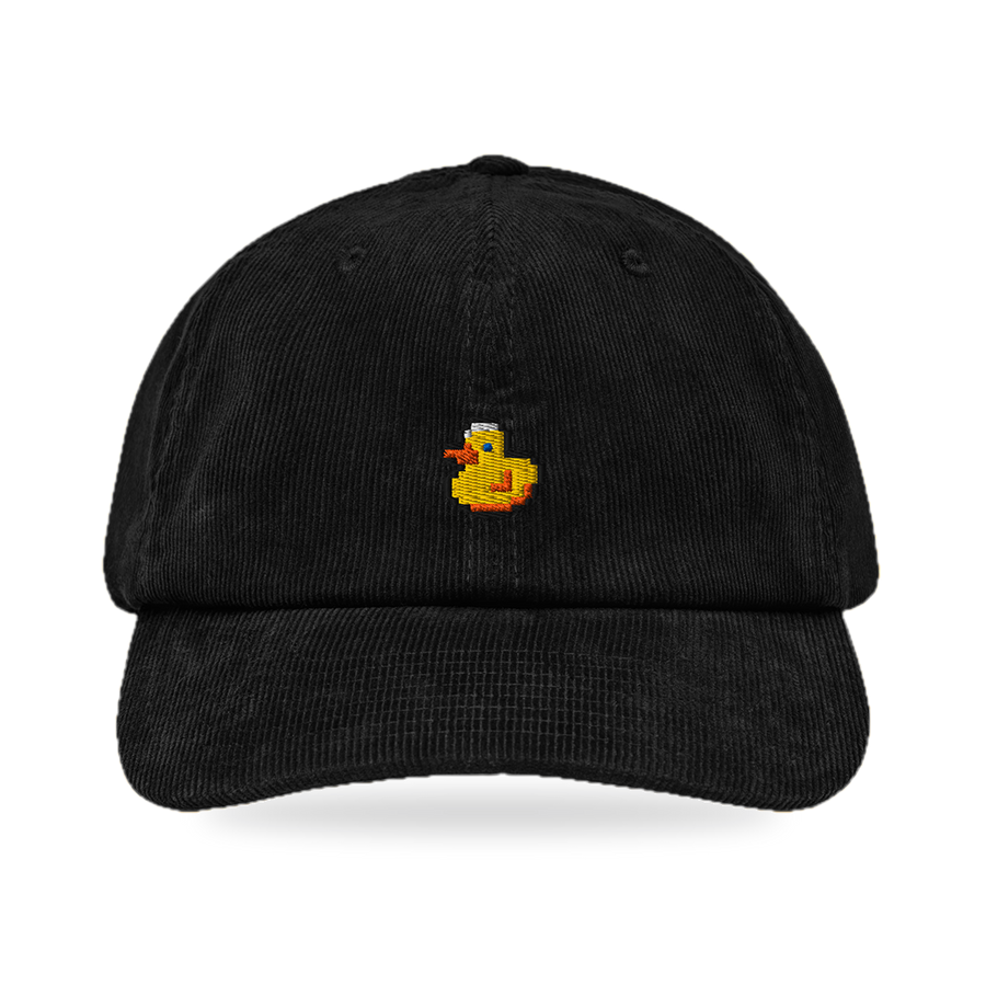 Pixel Ente – Bestickte Cord Cap · Schwarz · front