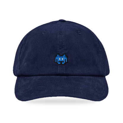 Pixel Alien Blau – Bestickte Cord Cap · Blau · front