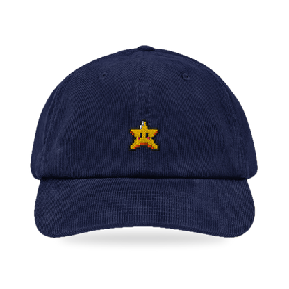 Pixel Stern – Bestickte Cord Cap · Blau · front