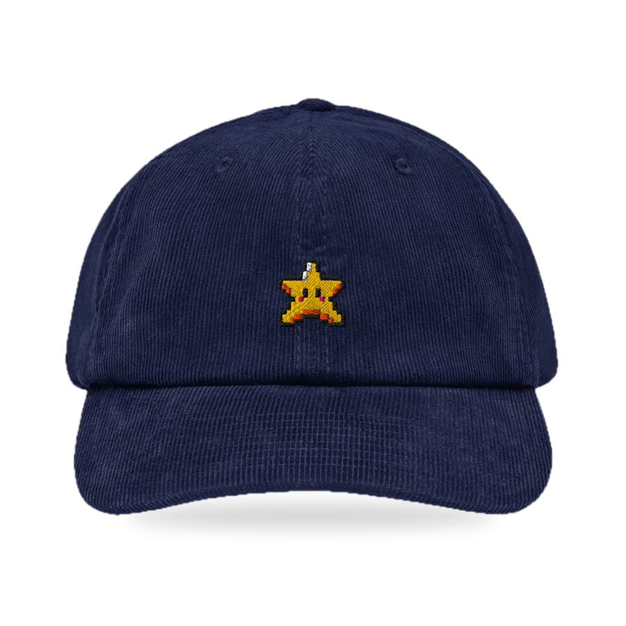 Pixel Stern – Bestickte Cord Cap · Blau · front