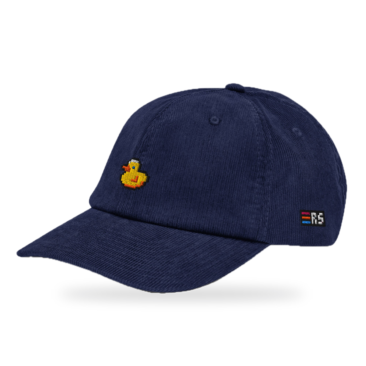 Pixel Ente – Bestickte Cord Cap · Blau · three_quarter