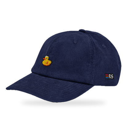 Pixel Ente – Bestickte Cord Cap · Blau · three_quarter