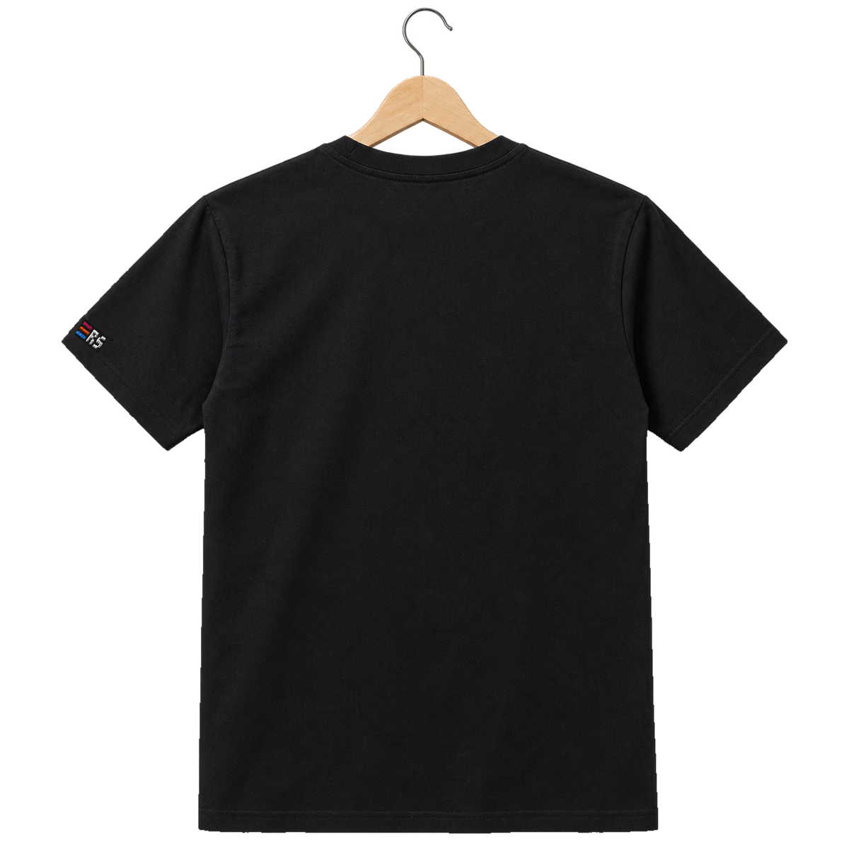 Pixel Burger – Besticktes Bio T-Shirt · Schwarz · Rückansicht