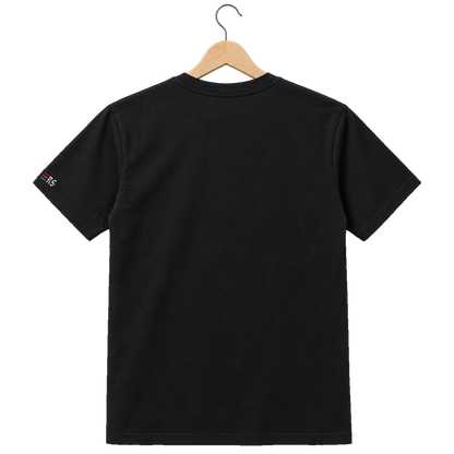 Pixel Pinguin Mit Krone – Besticktes Bio T-Shirt · Schwarz · Rückansicht