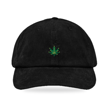 Pixel Cannabis – Bestickte Cord Cap · Schwarz · front
