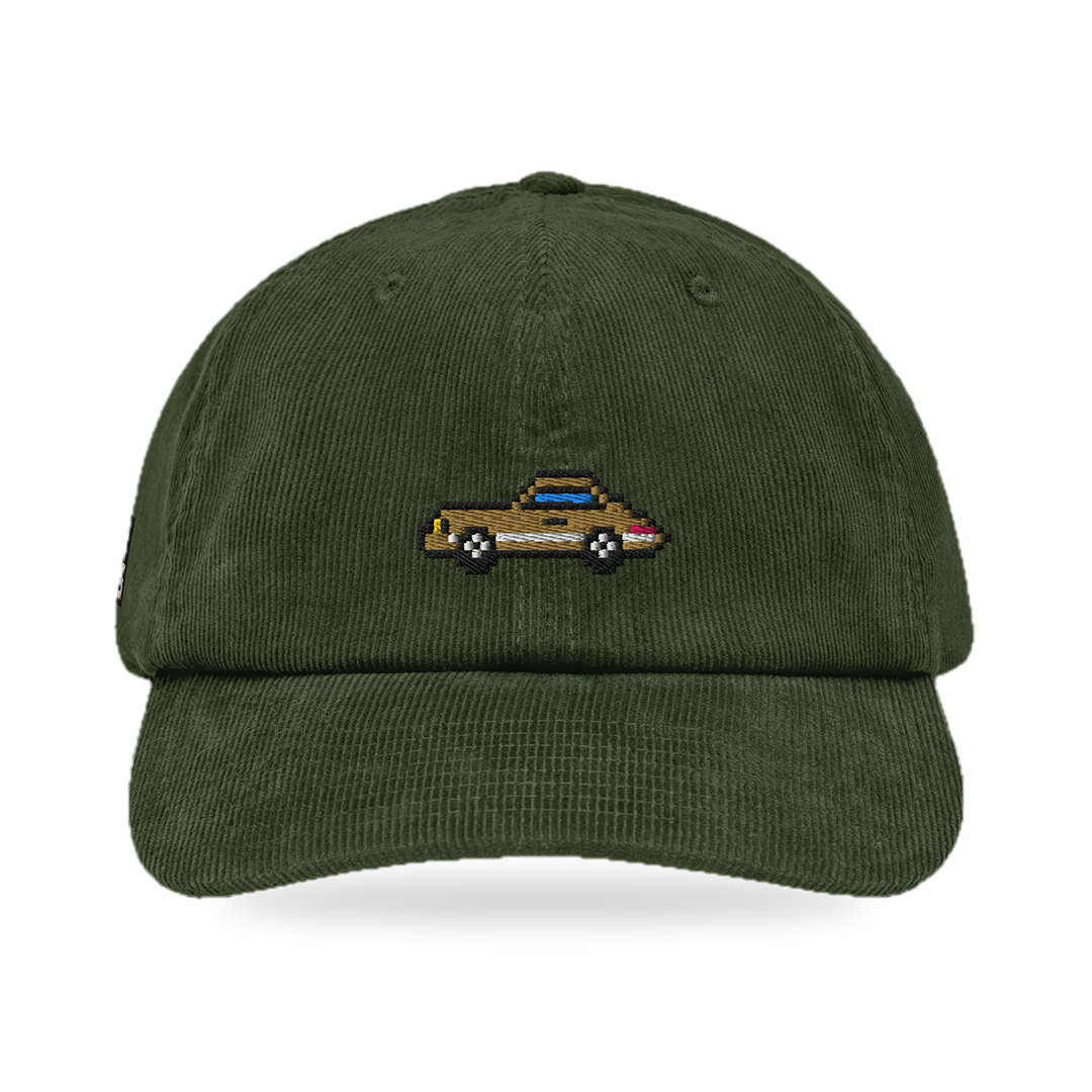 Pixel Sportwagen braun – Bestickte Cord Cap · Grün · front