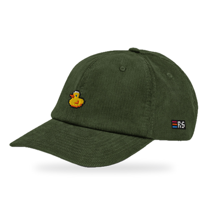 Pixel Ente – Bestickte Cord Cap · Grün · three_quarter