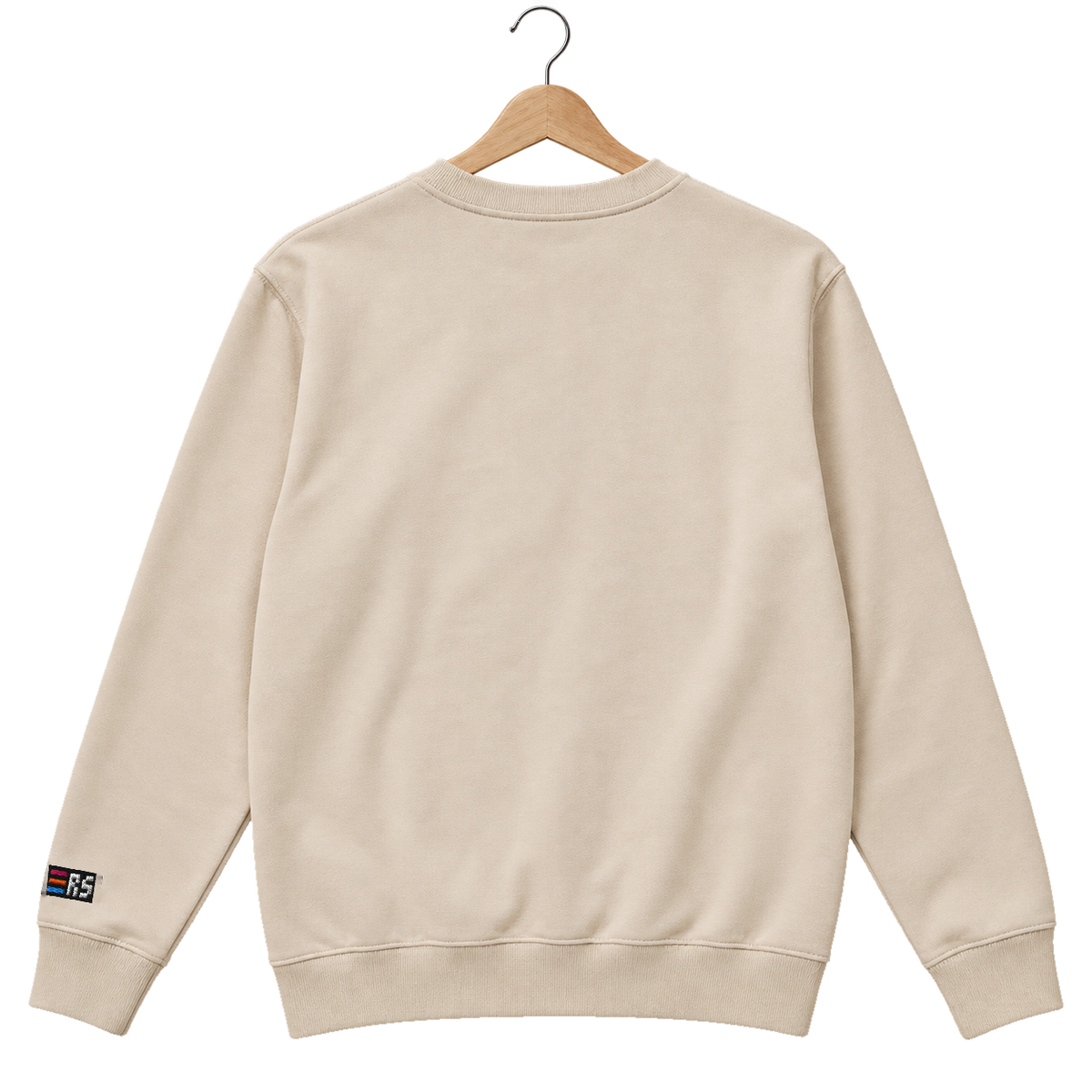 Pixel Cannabis – Bestickter Bio Pullover · Beige · Rückansicht