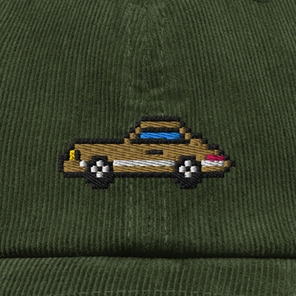 Pixel Sportwagen braun – Bestickte Cord Cap · Grün · Stick