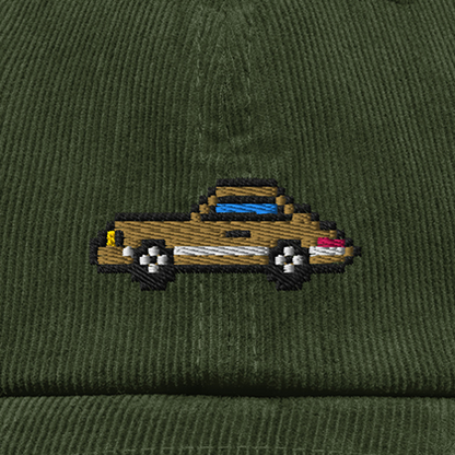 Pixel Sportwagen braun – Bestickte Cord Cap · Grün · Stick