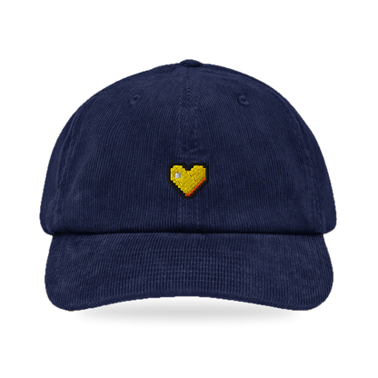 Pixel Herz Orange – Bestickte Cord Cap · Blau · front