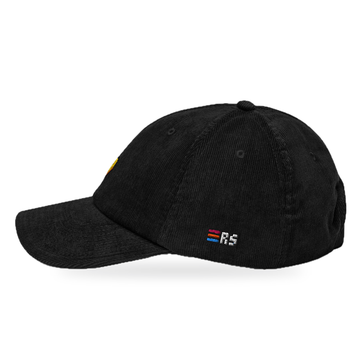 Pixel Herz Orange – Bestickte Cord Cap · Schwarz · side