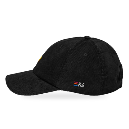 Pixel Herz Orange – Bestickte Cord Cap · Schwarz · side