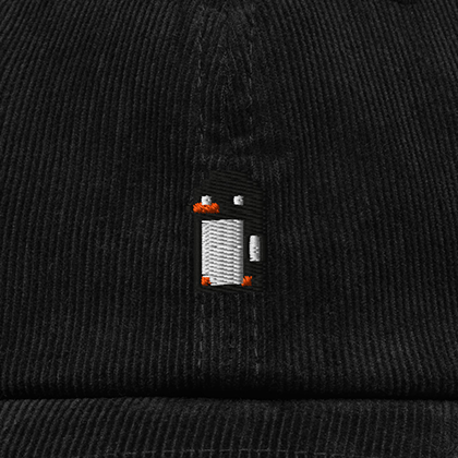 Pixel Pinguin – Bestickte Cord Cap · Schwarz · Stick