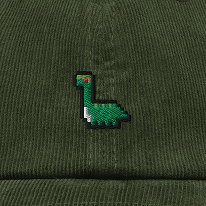 Pixel Dino – Bestickte Cord Cap · Grün · Stick