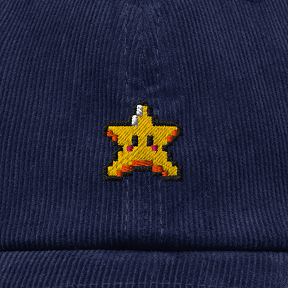 Pixel Stern – Bestickte Cord Cap · Blau · Stick
