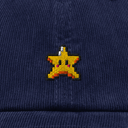 Pixel Stern – Bestickte Cord Cap · Blau · Stick