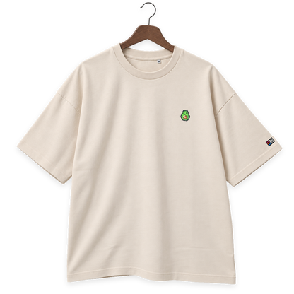 Pixel Avocado – Besticktes Bio Oversized T-Shirt · Beige · Bügel B