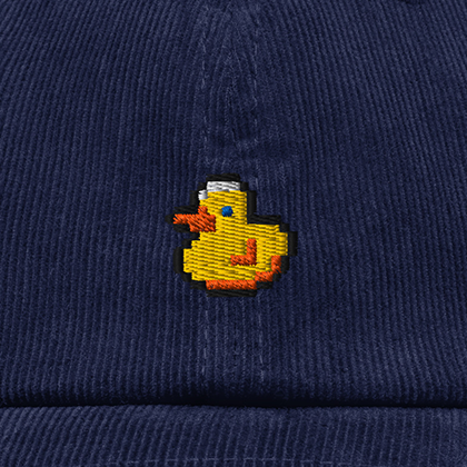 Pixel Ente – Bestickte Cord Cap · Blau · Stick