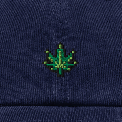 Pixel Cannabis – Bestickte Cord Cap · Blau · Stick