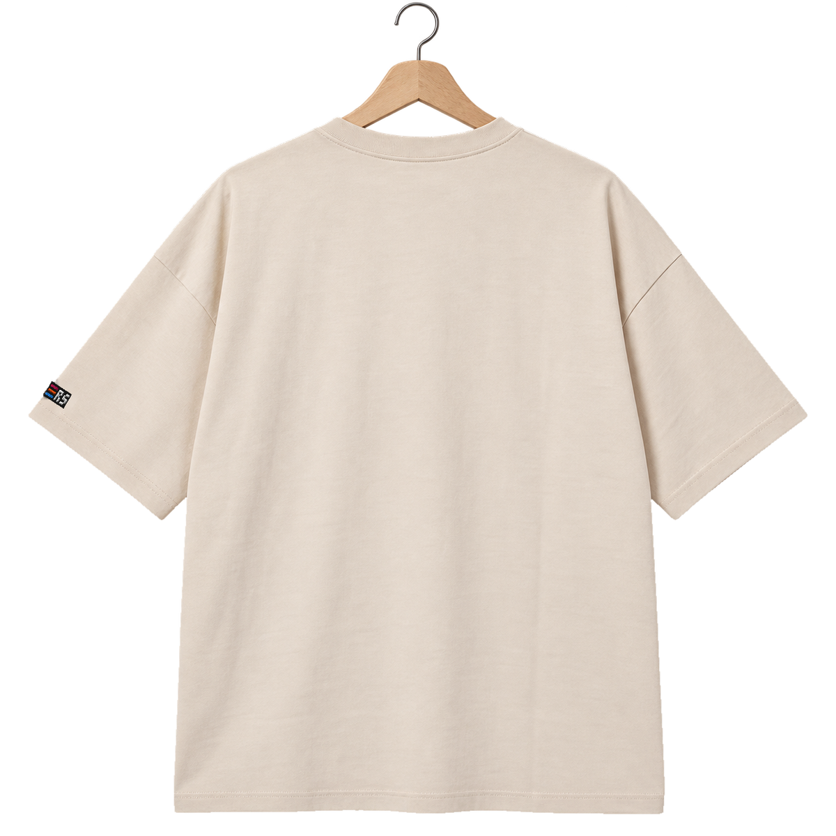 Pixel Blitz – Besticktes Bio Oversized T-Shirt · Beige · Rückansicht