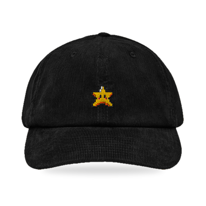 Pixel Stern – Bestickte Cord Cap · Schwarz · front
