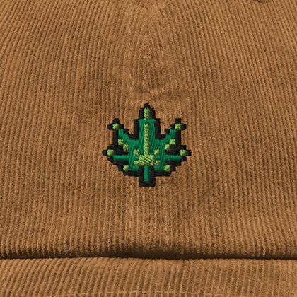 Pixel Cannabis – Bestickte Cord Cap · Braun · Stick